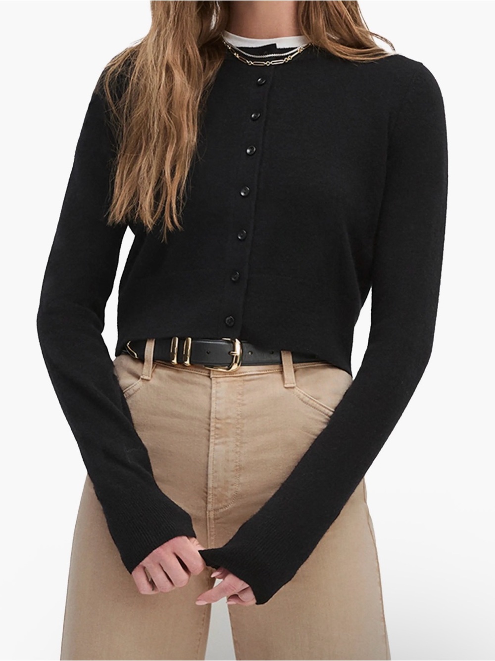 Favorite Daughter The Cropped Rebecca Cashmere Cardigan in black size L